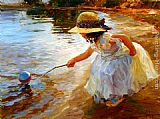 Volegov Paintings - Playing in the Park by Vladimir Volegov